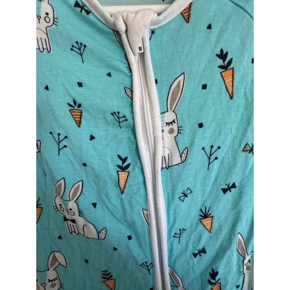 Little Sleepies OG Aqua Bunnies Bamboo Zippy Sleeper Size 3-6 months